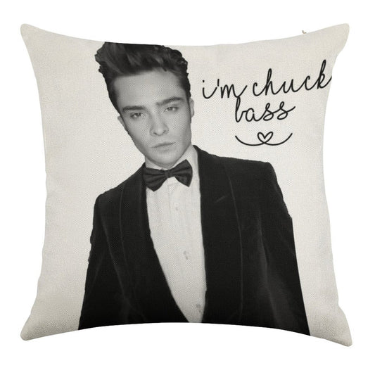 I'm Chuck Bass Linen Throw Pillow Cover