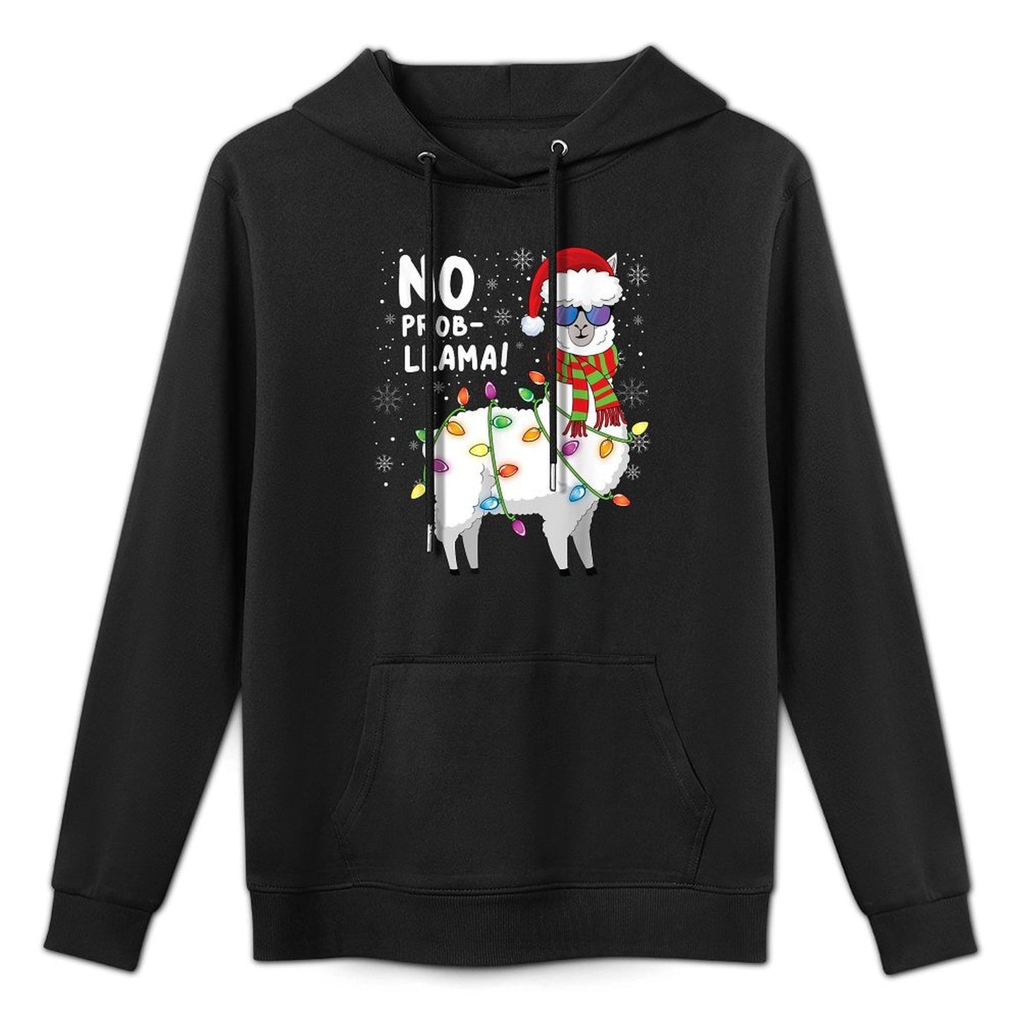 Christmas Llama Funny No ProbLlama Christmas Kangaroo Pocket Hoodie