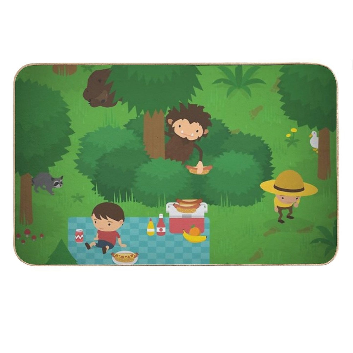 Sneaky Sasquatch Picnic Bath Mat