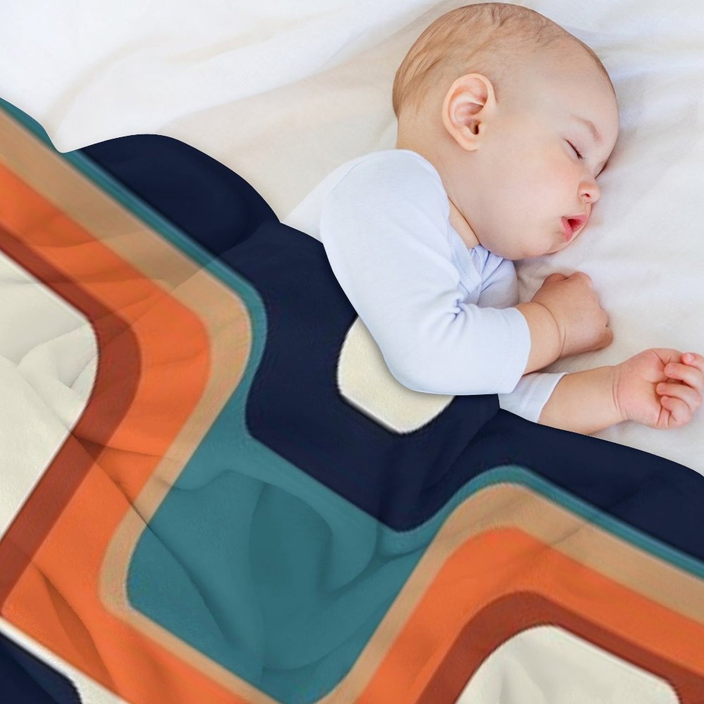 Mid-Century Modern Meets 1970s Orange & Blue Throw Blanket