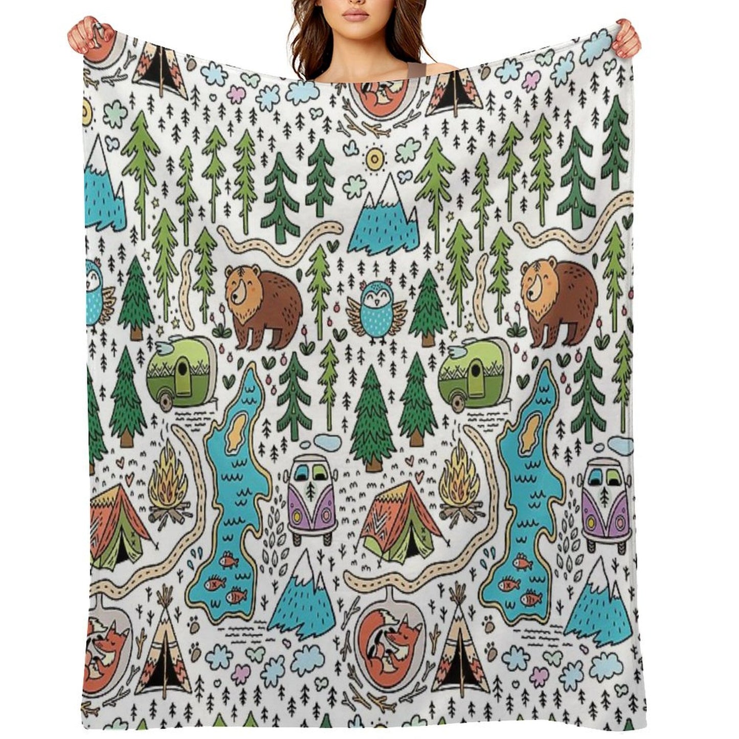 Happy Map Throw Blanket
