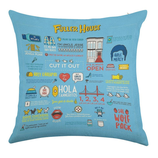 Fuller House Quotes Linen Throw Pillow Cover
