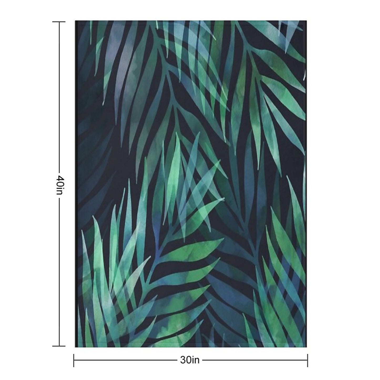 Dark Green Palms Leaves Pattern Throw Blanket