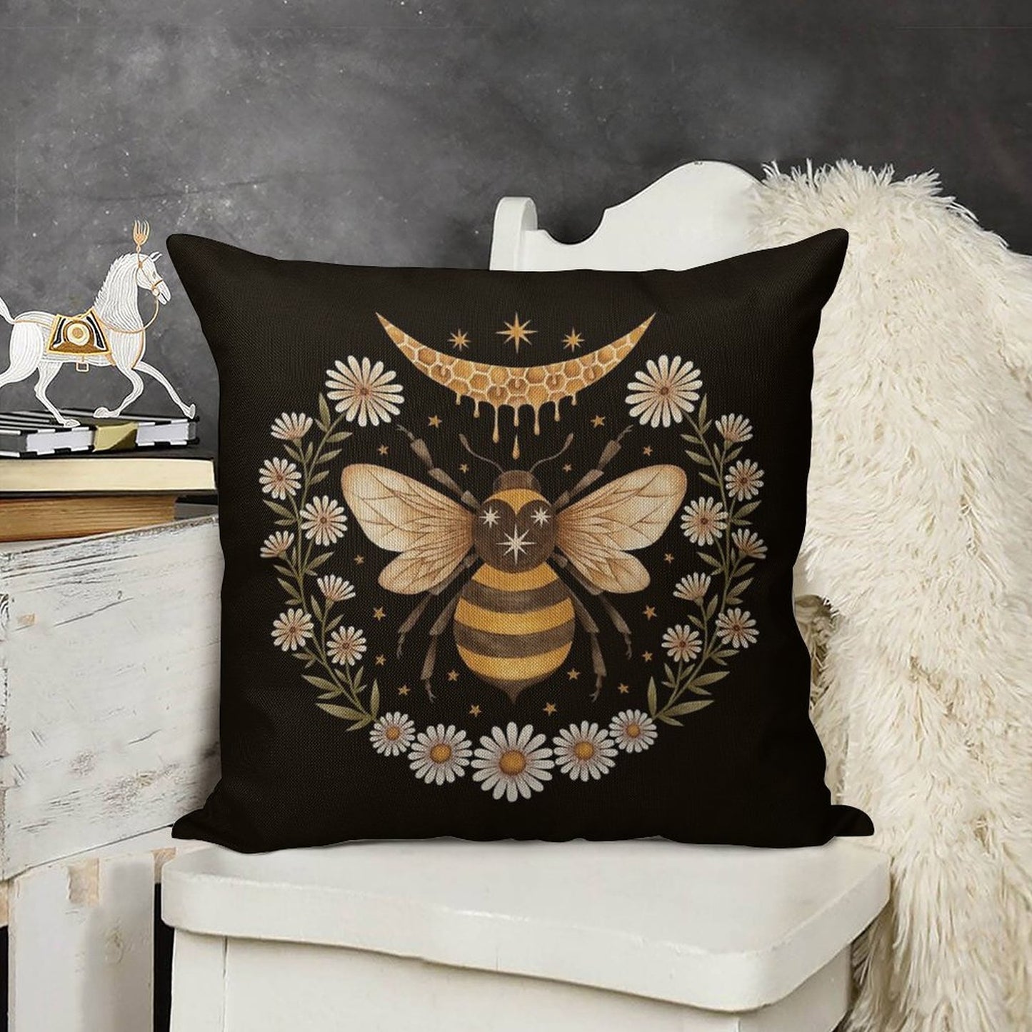 Honey Moon Linen Throw Pillow Cover
