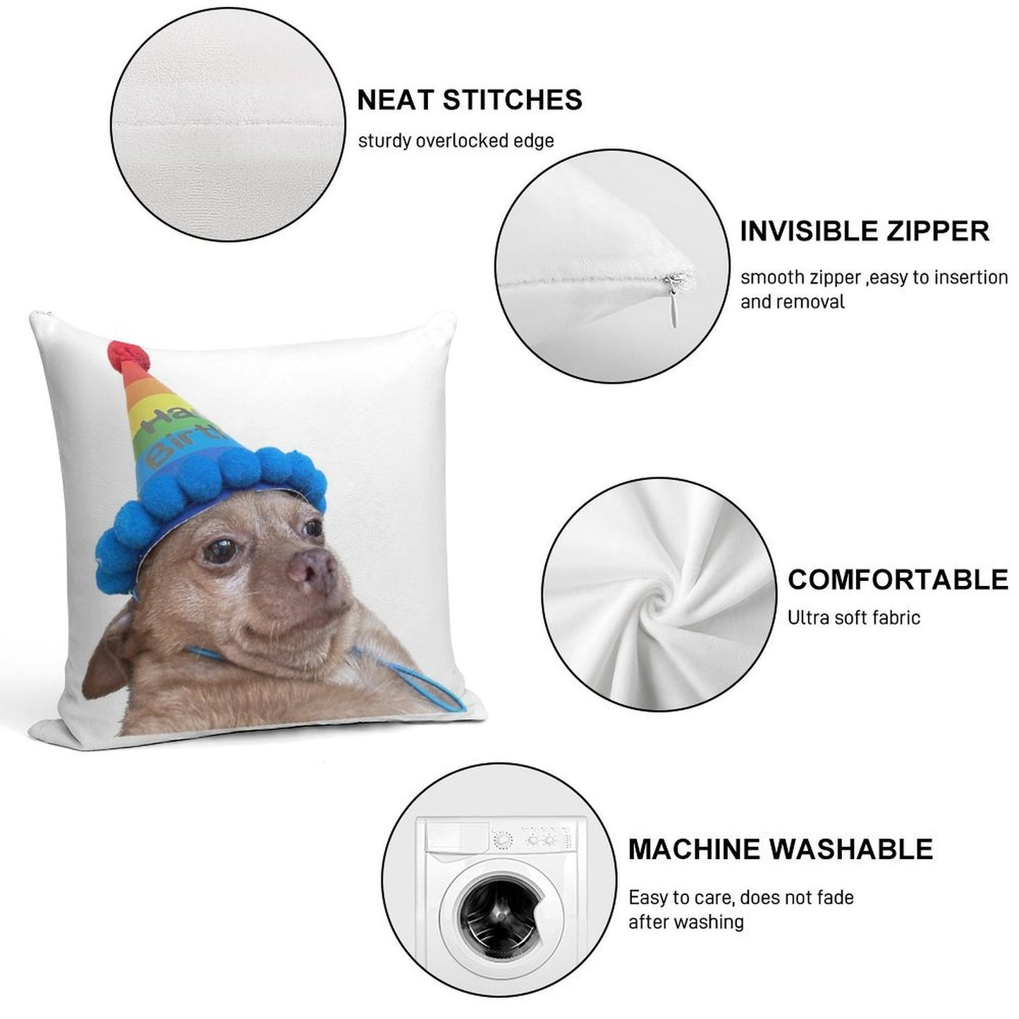 Birthday Mouse Soft Washable Throw Pillow