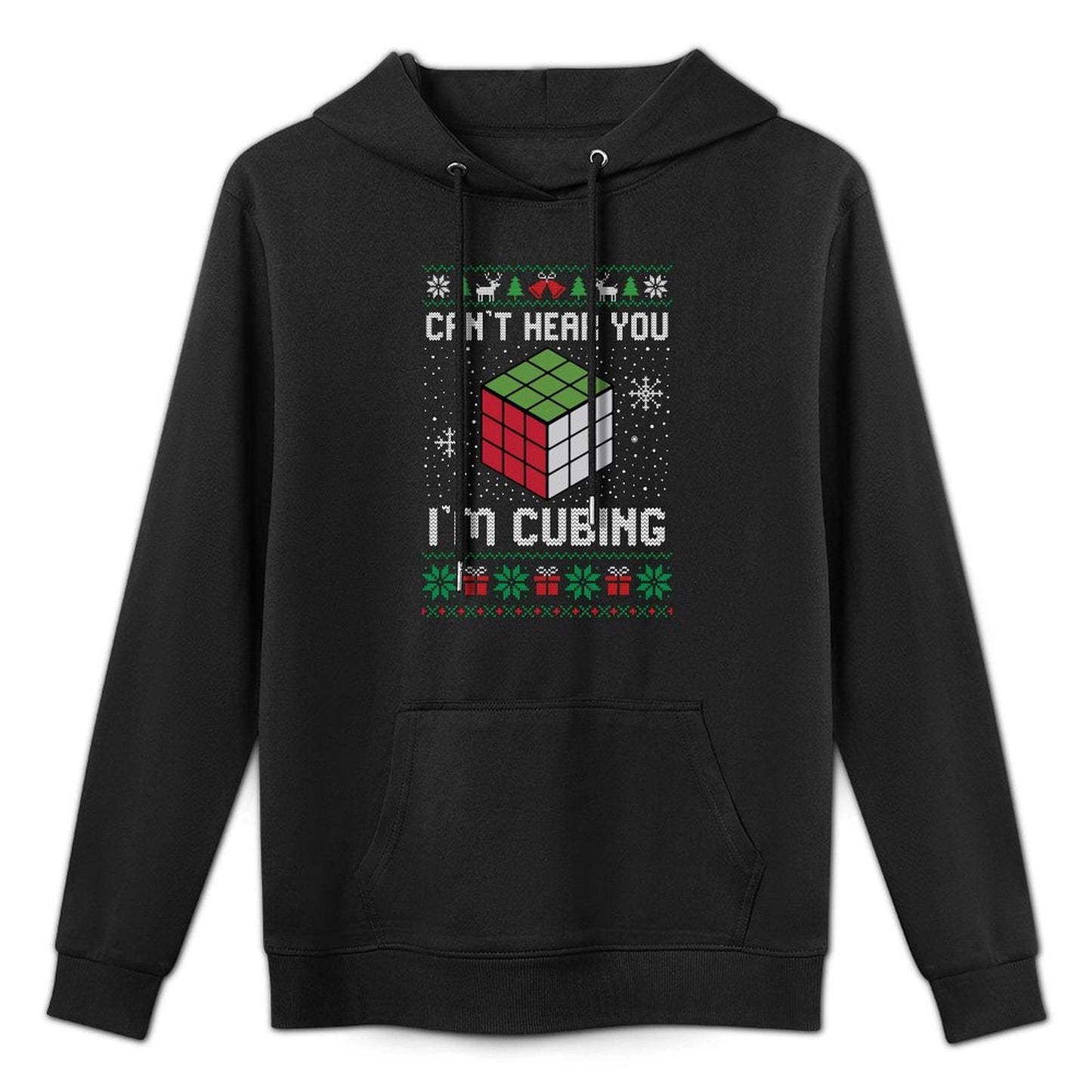 Cant Hear You Im Cubing Funny Speed Cube Ugly Christmas Sweatshirt All-Day Comfort Hoodie