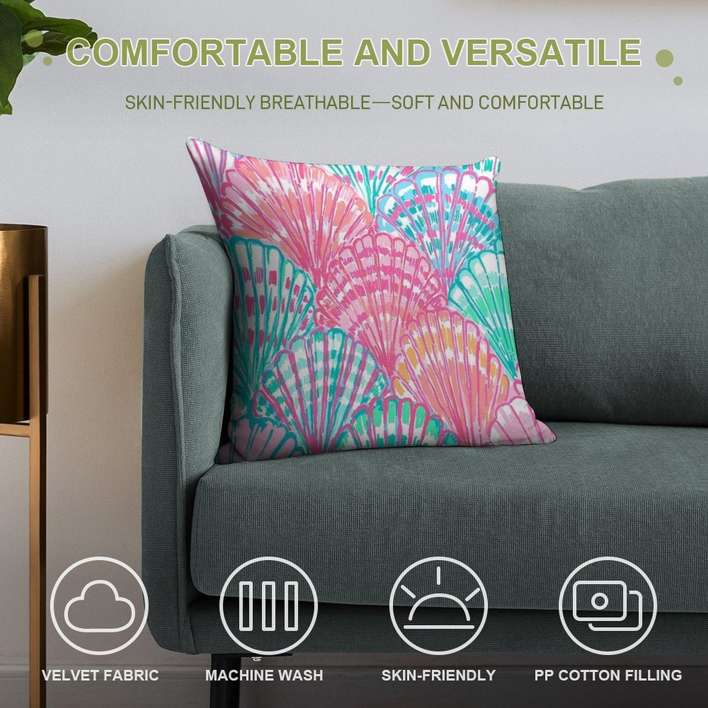 Colorfull Shell Soft Warmth Comfort Throw Pillow