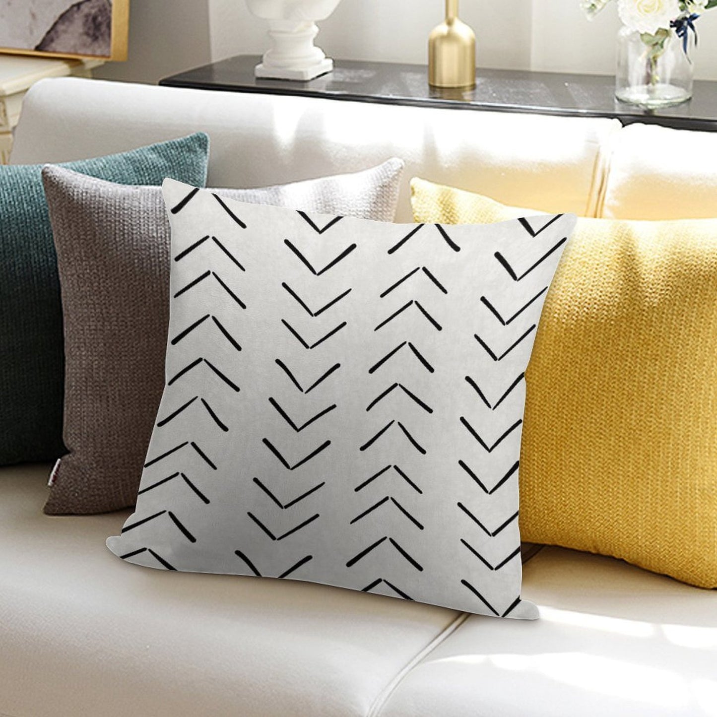 Boho Big Arrows in White And Black Soft Skin-Friendly Throw Pillow