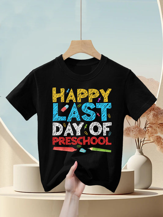 Happy Last Day Of Preschool Boy Girl Graduation Kids T-Shirt