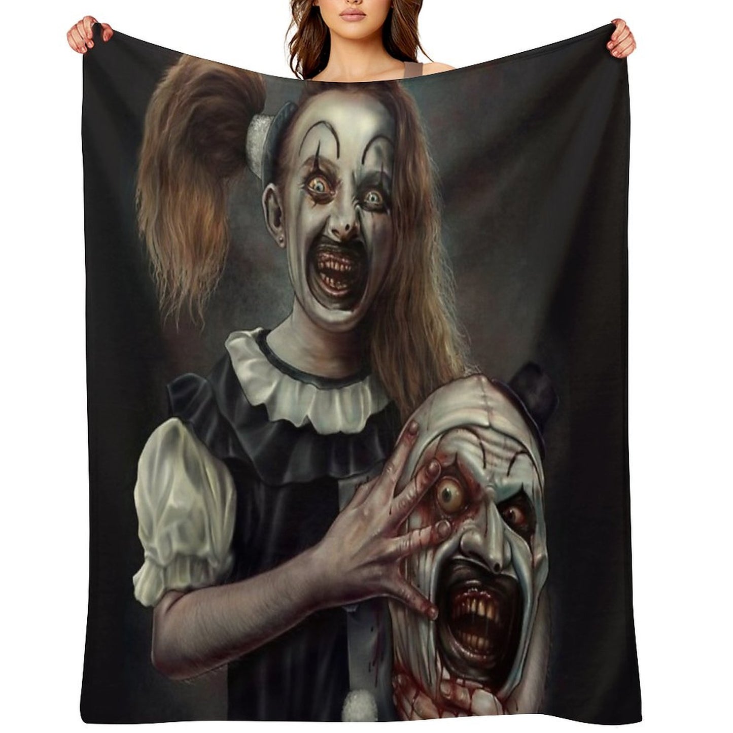 Terrifier 2- The Little Pale Girl Throw Blanket