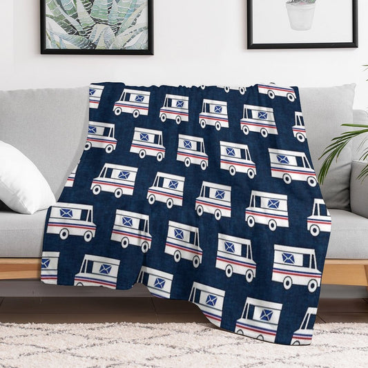 Mail Trucks - Blue Throw Blanket