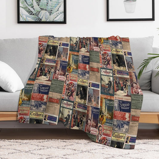 Sherlock Holmes - Vintage Magazines Throw Blanket