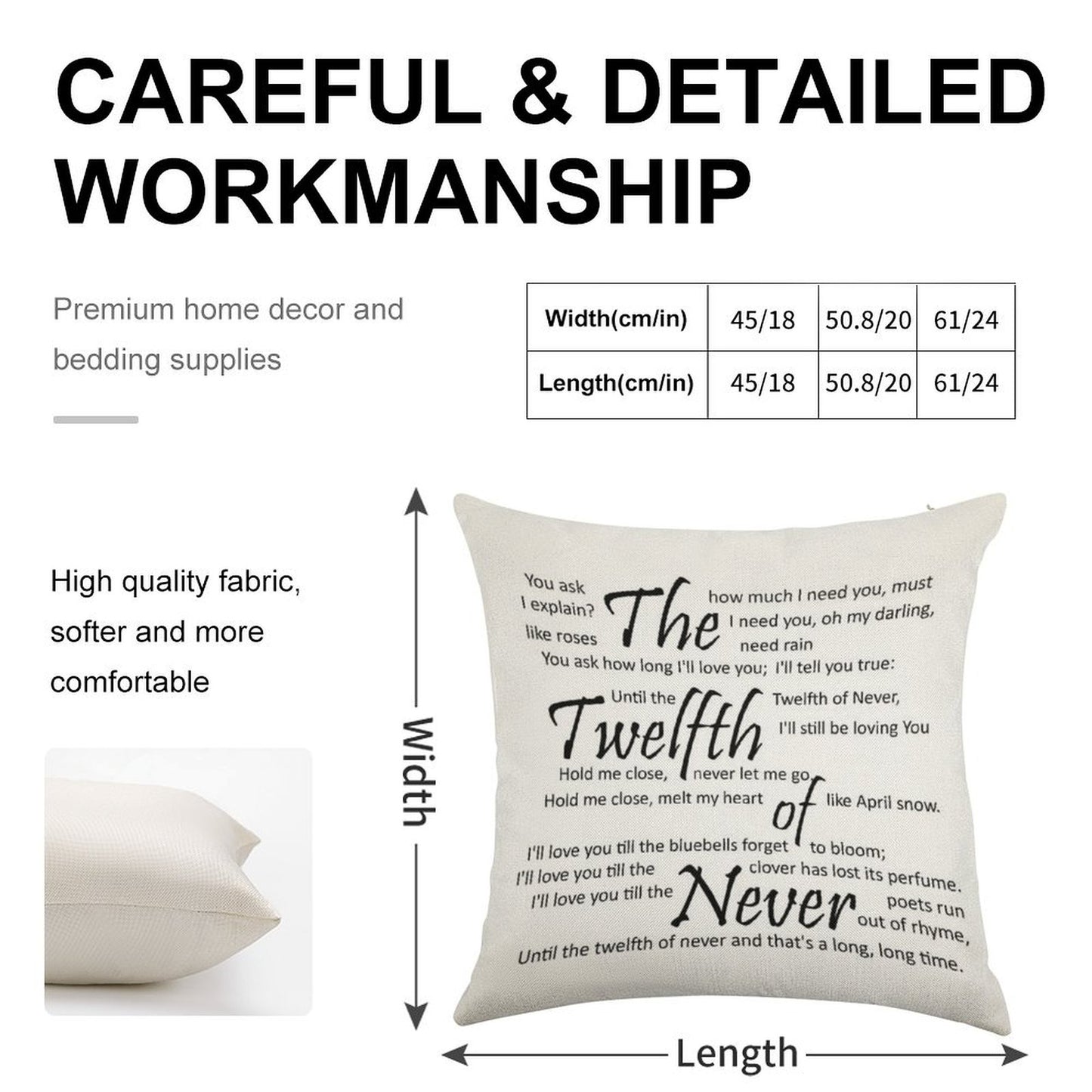 The Twelfth of Never Linen Throw Pillow Cover