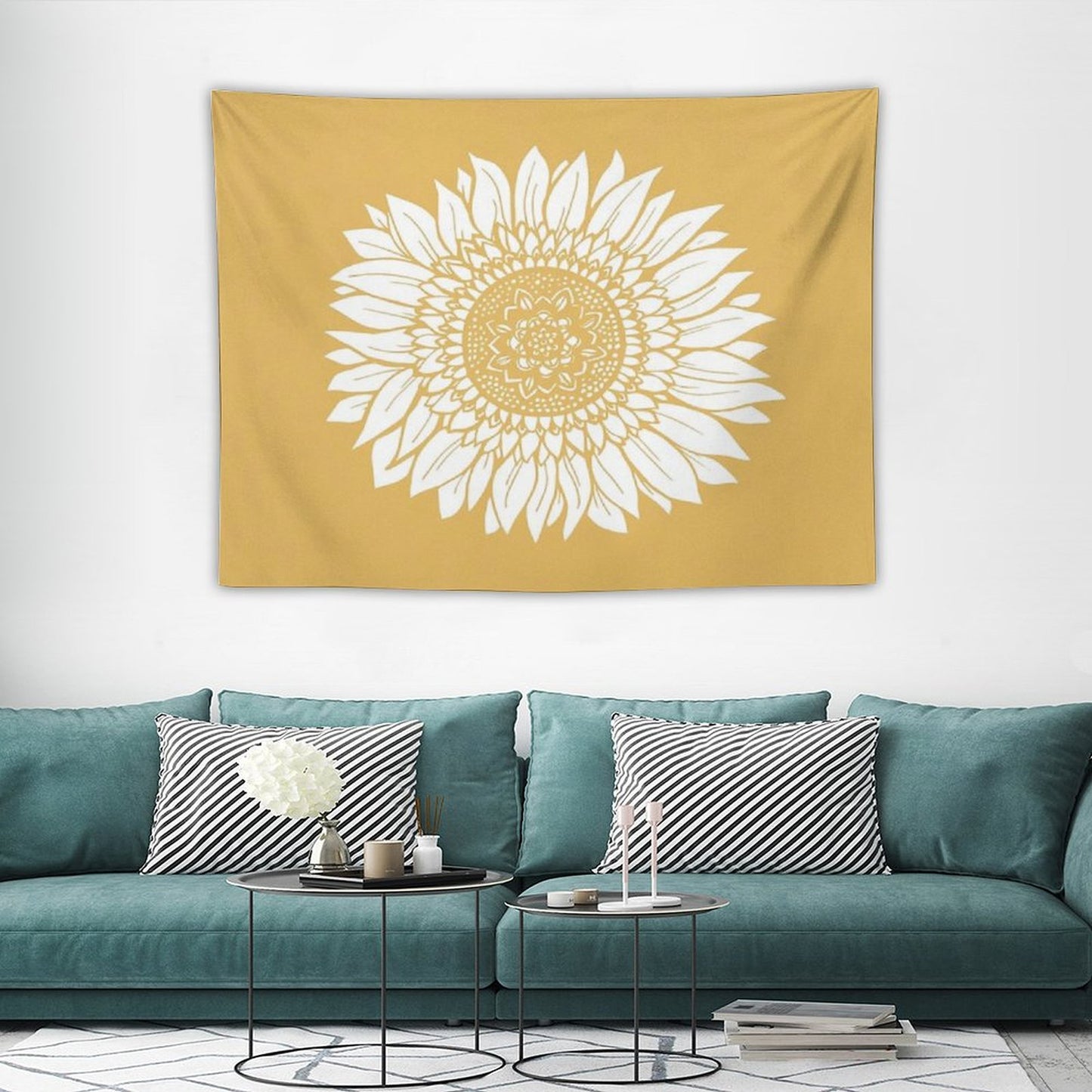 Yellow Flower Drawing Tapestry Tapestry