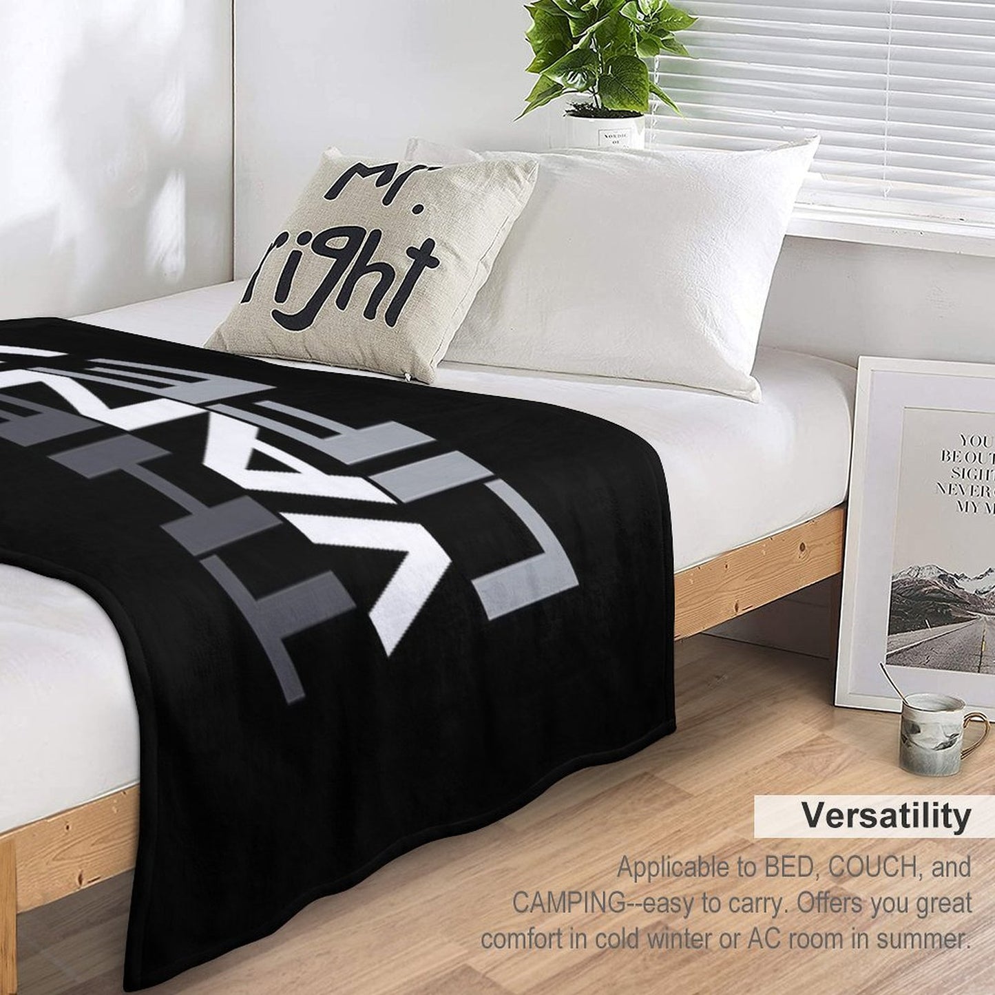 The Van Life Logo Greyscale Throw Blanket