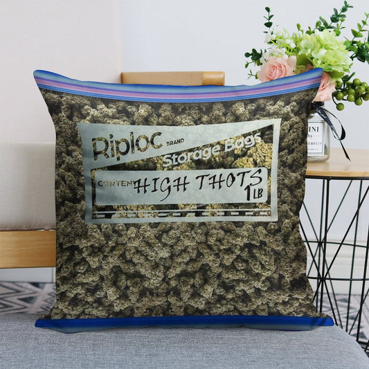 Weed Baggie Linen Throw Pillow Cover