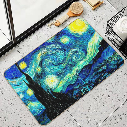STARRY NIGHT Vincent Van Gogh Famous Painting Print Bath Mat