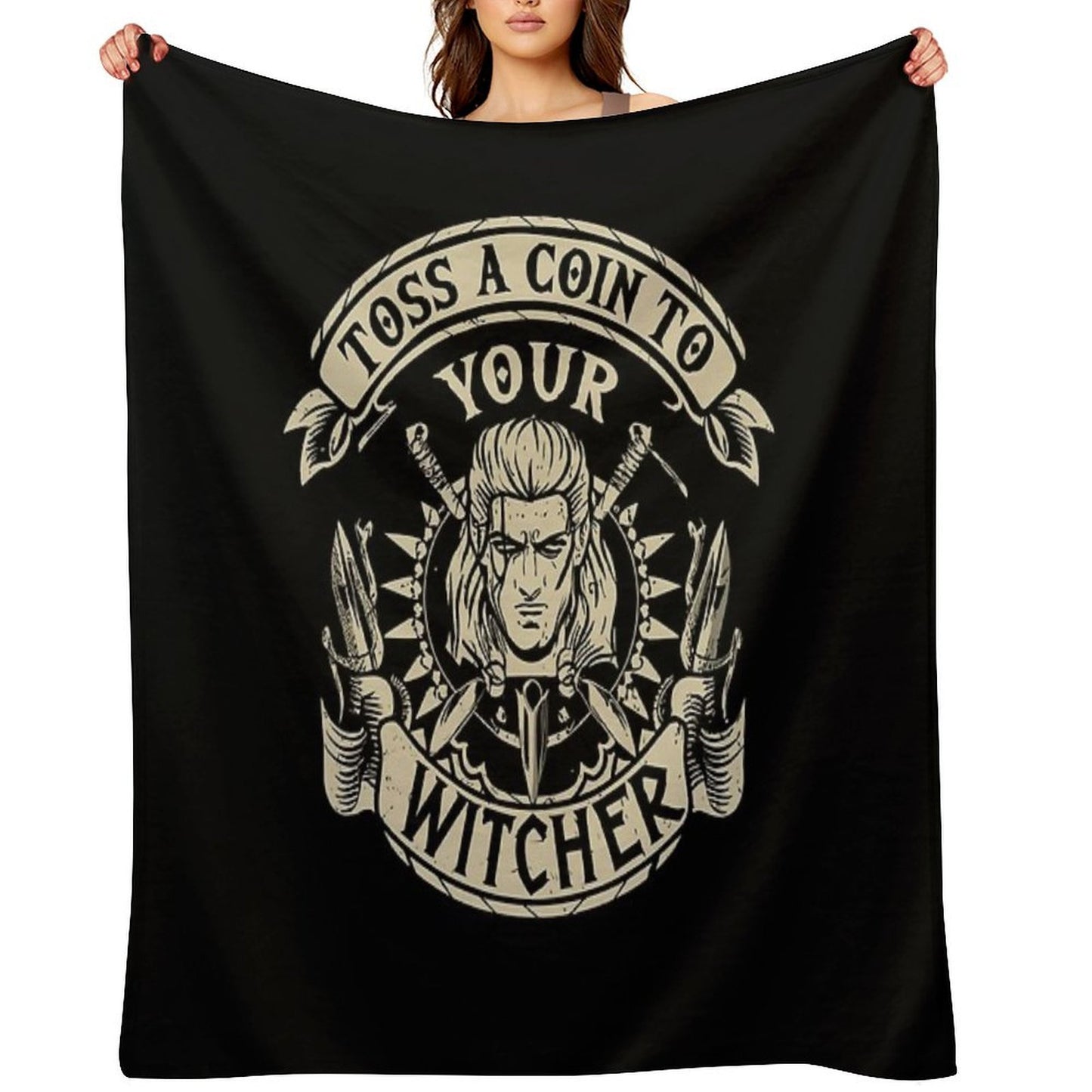 Toss A Coin To Your Witcher Geralt of Rivia Throw Blanket