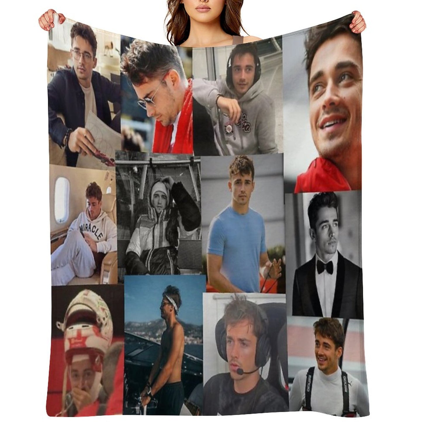 Charles Leclerc Picture Collage Throw Blanket