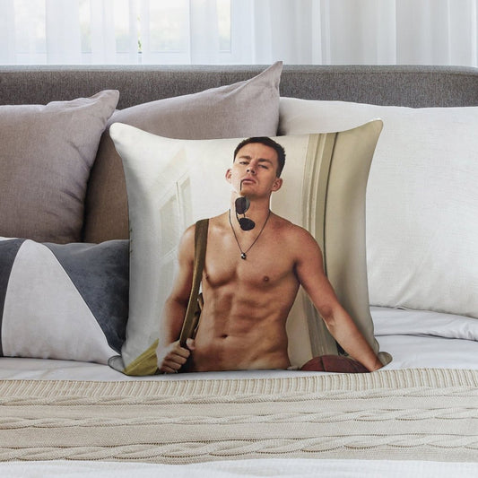 Channing Tatum Shirtless Soft Anti-Pilling Throw Pillow