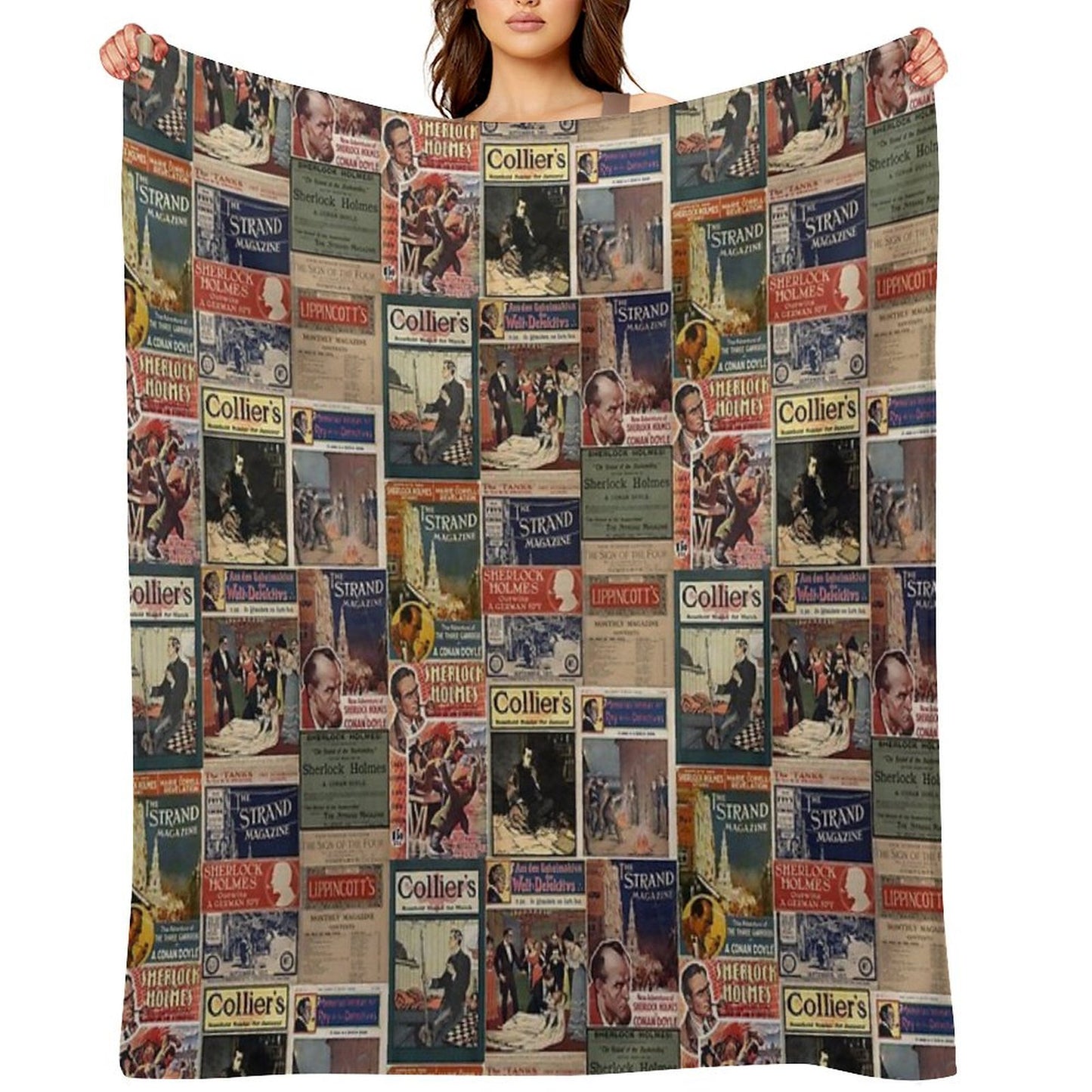 Sherlock Holmes - Vintage Magazines Throw Blanket