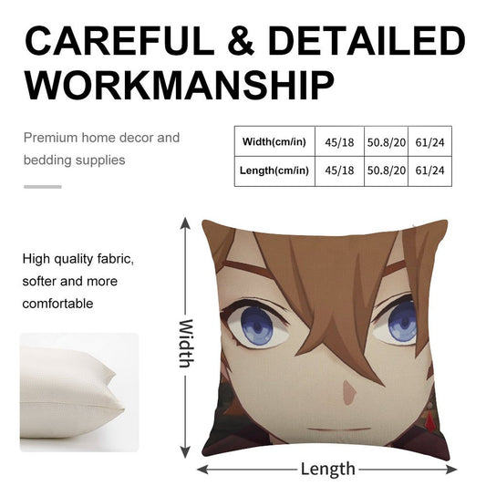 Childe (Tartaglia) Face Meme Linen Throw Pillow Cover