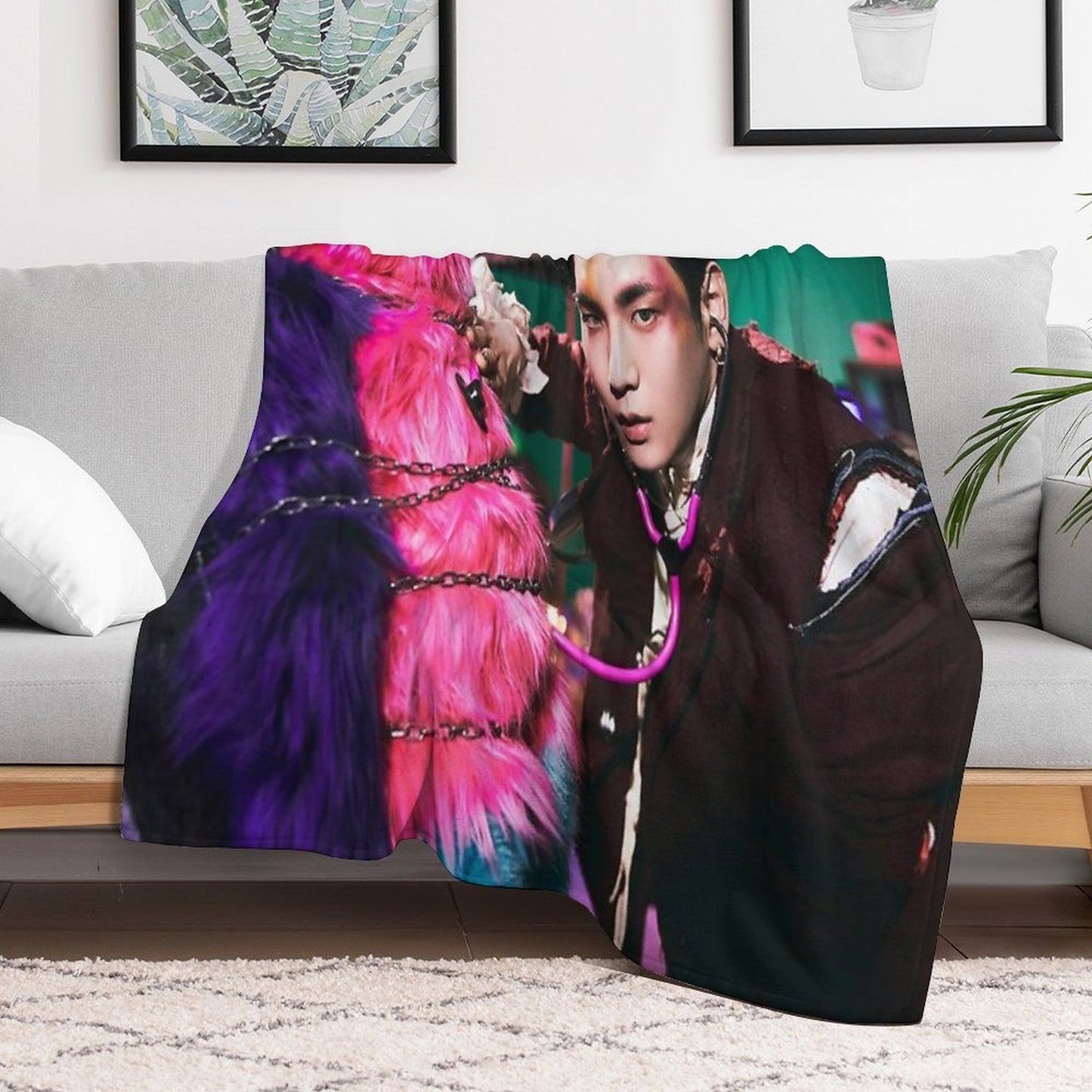 Key Gasoline Pink Monster Throw Blanket