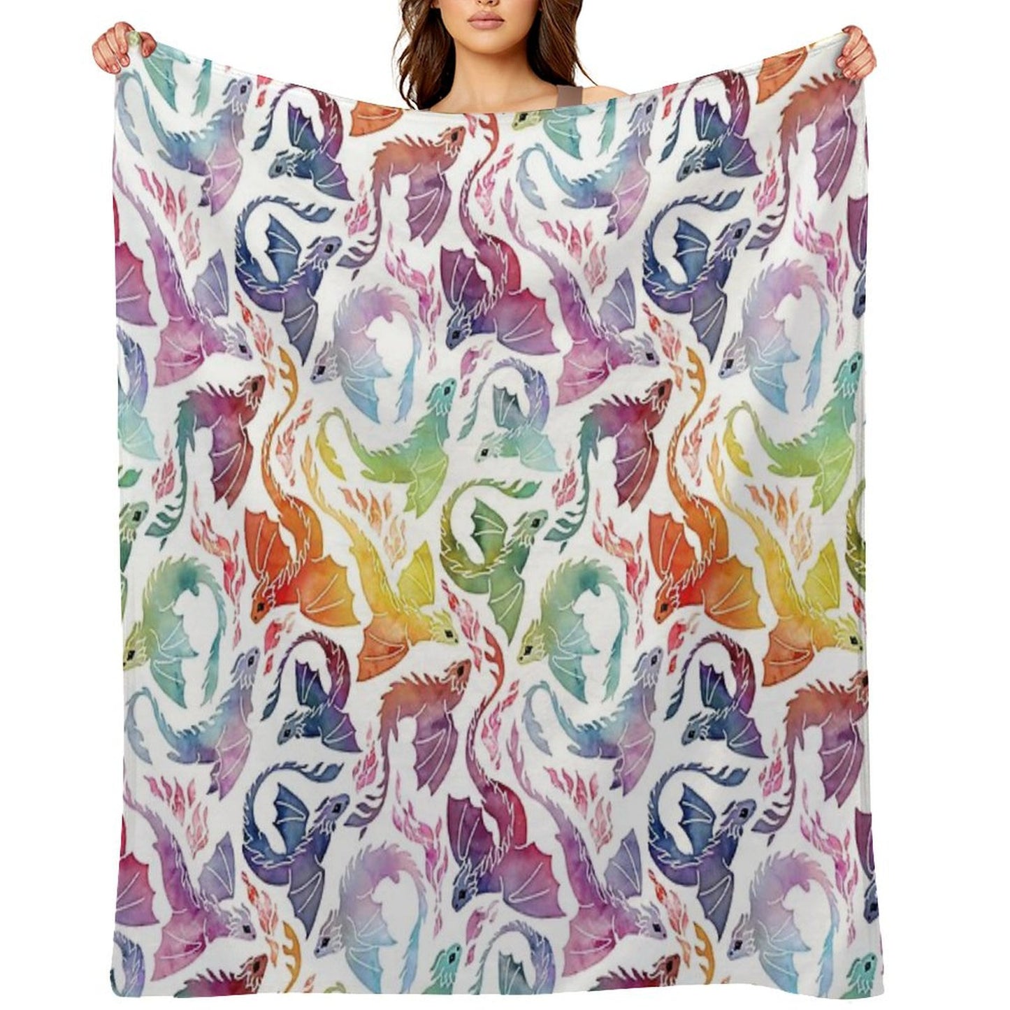 Dragon Fire Rainbow Throw Blanket