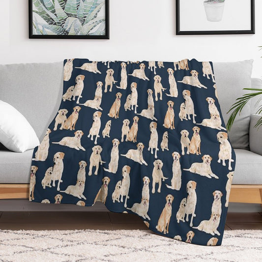 Yellow Labs Navy Throw Blanket