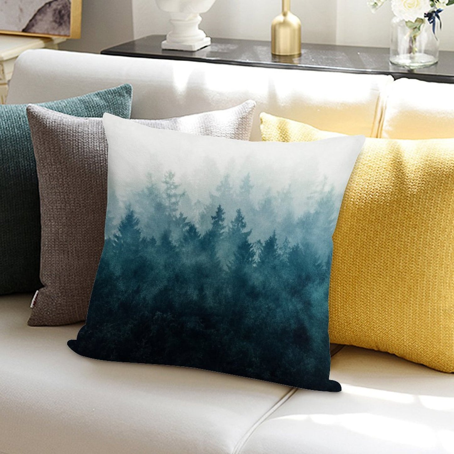 The Heart Of My Heart  So Far From Home In A Misty Foggy Fall Wilderness Forest Soft High-Density Material Throw Pillow