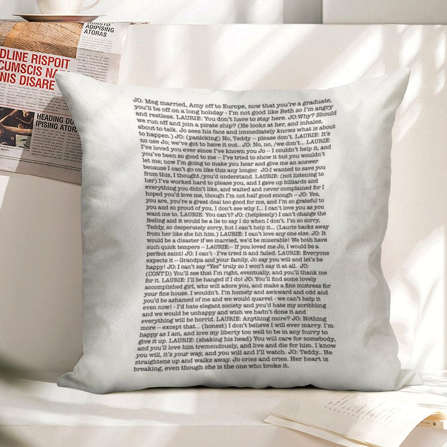 That One Scene In Little Women Linen Throw Pillow Cover