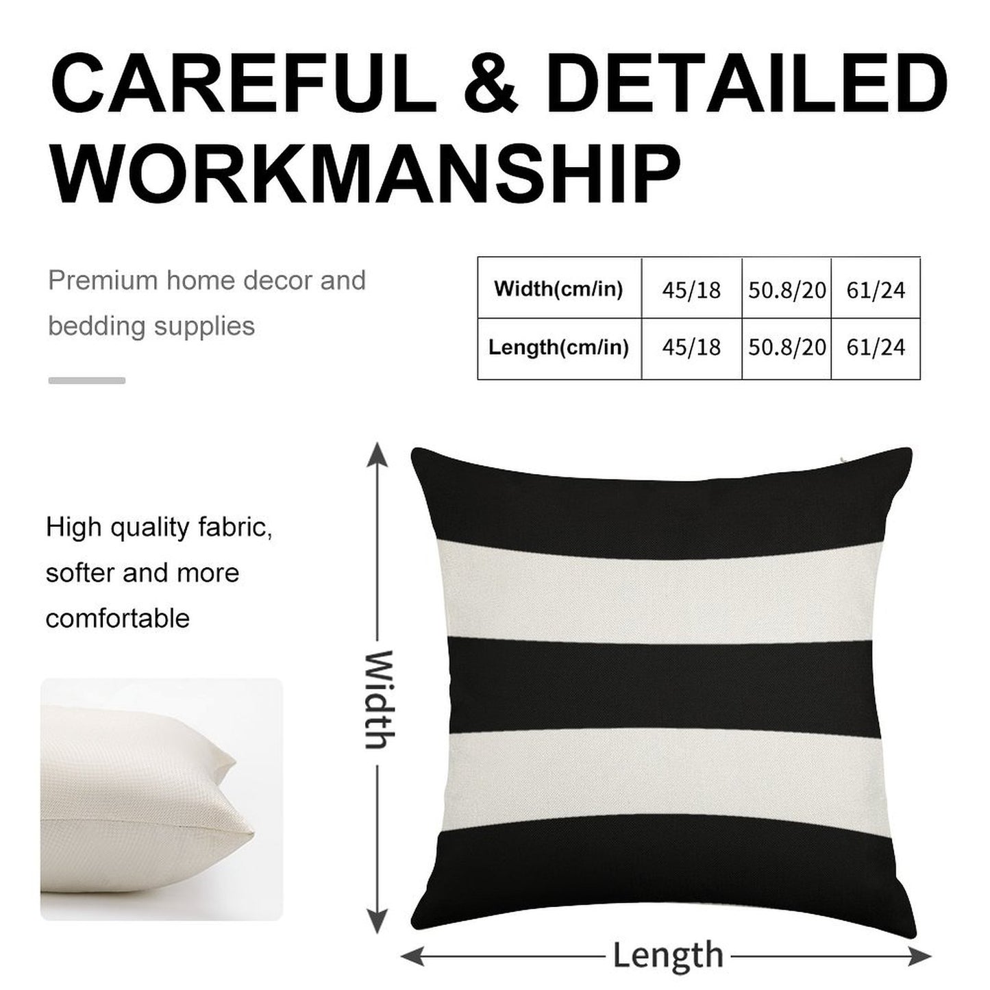Modern Black White Striped Linen Throw Pillow Cover