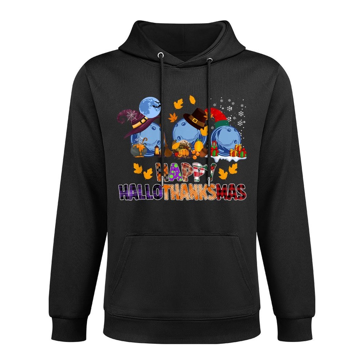 Cute Hallothanksmas Bowling Halloween Thanksgiving Christmas Versatile Streetwear Hoodie