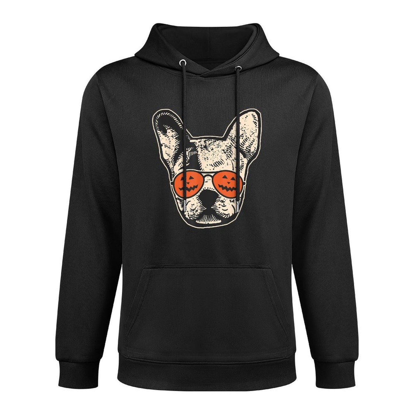 Frenchie in Pumpkin Sunglasses - French Bulldog Halloween Easy Care Hoodie