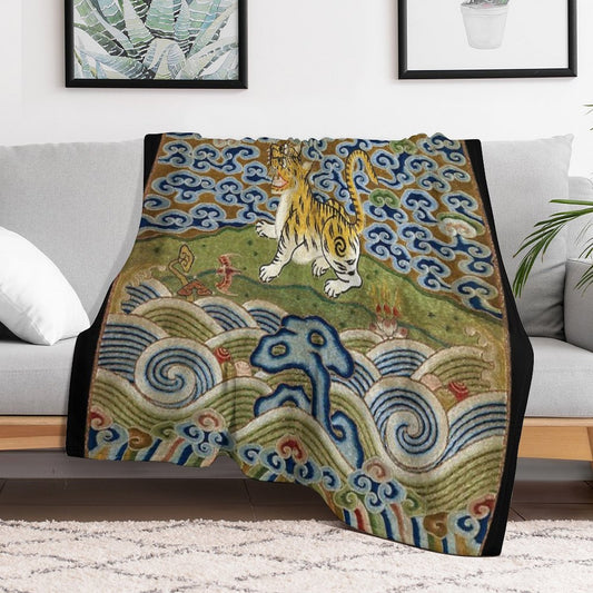 Chinese Tiger - Rank Badge Throw Blanket
