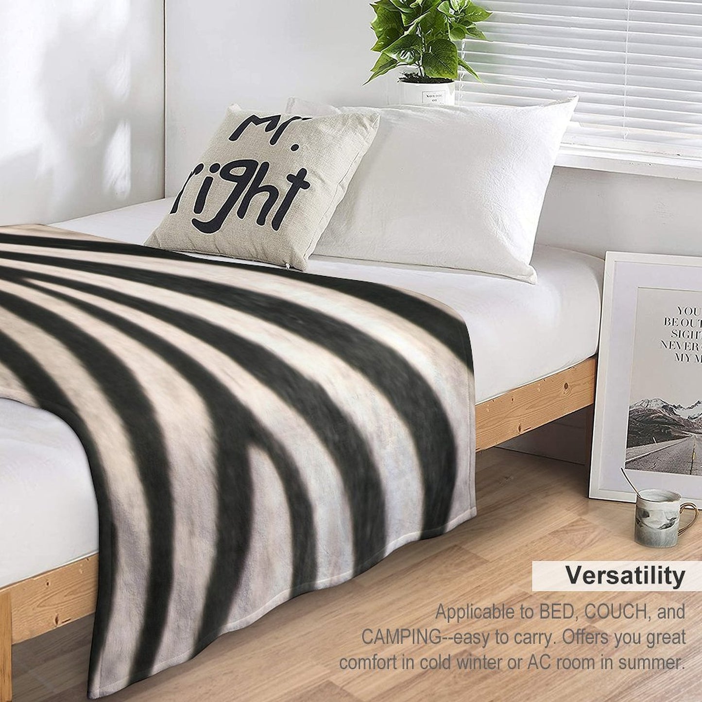 Zebra Print. Safari Animal Lovers Decor. Throw Blanket