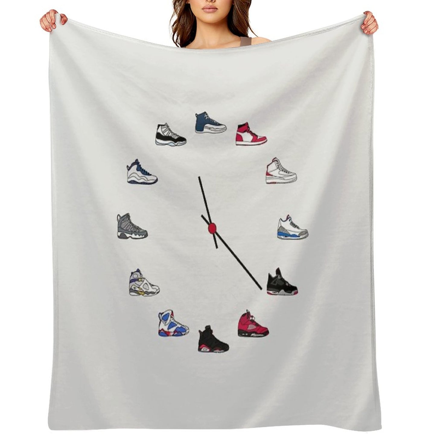 Jordan Sneaker Clock Throw Blanket