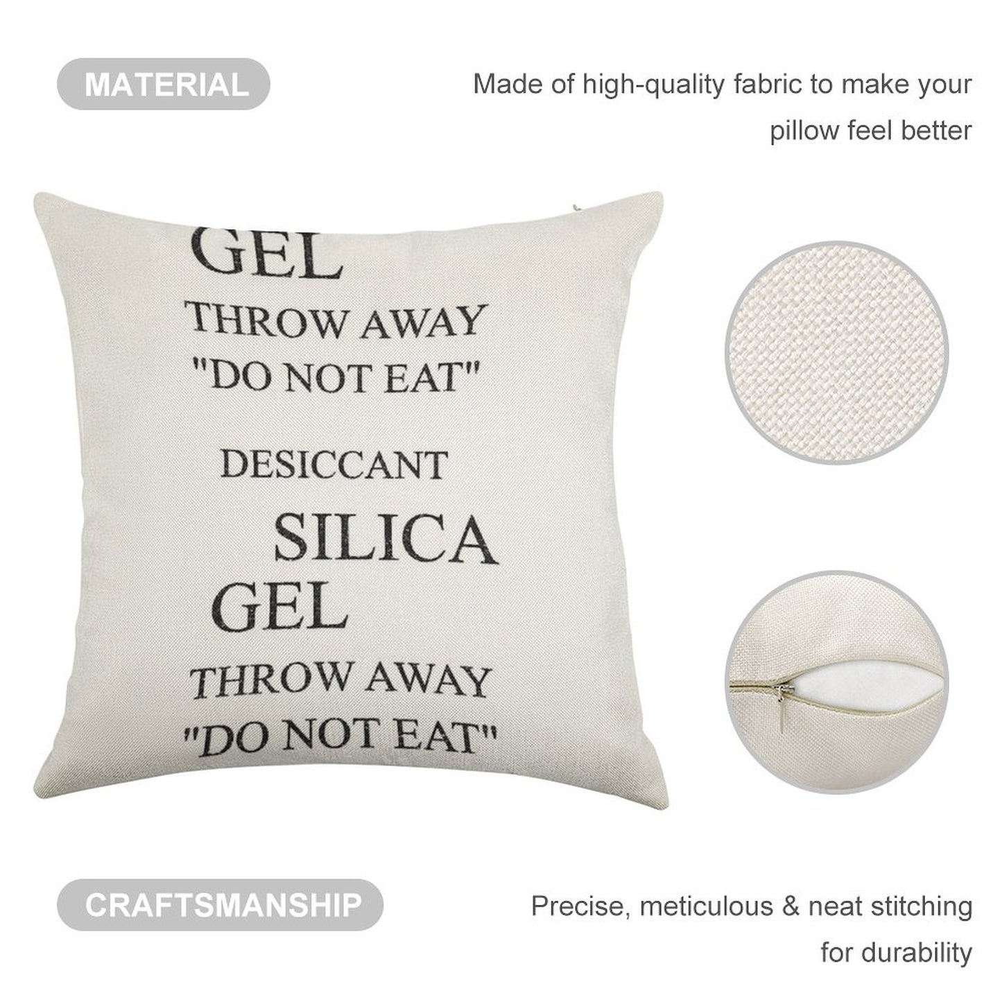 Do Not Eat - Silica Gel Linen Throw Pillow Cover