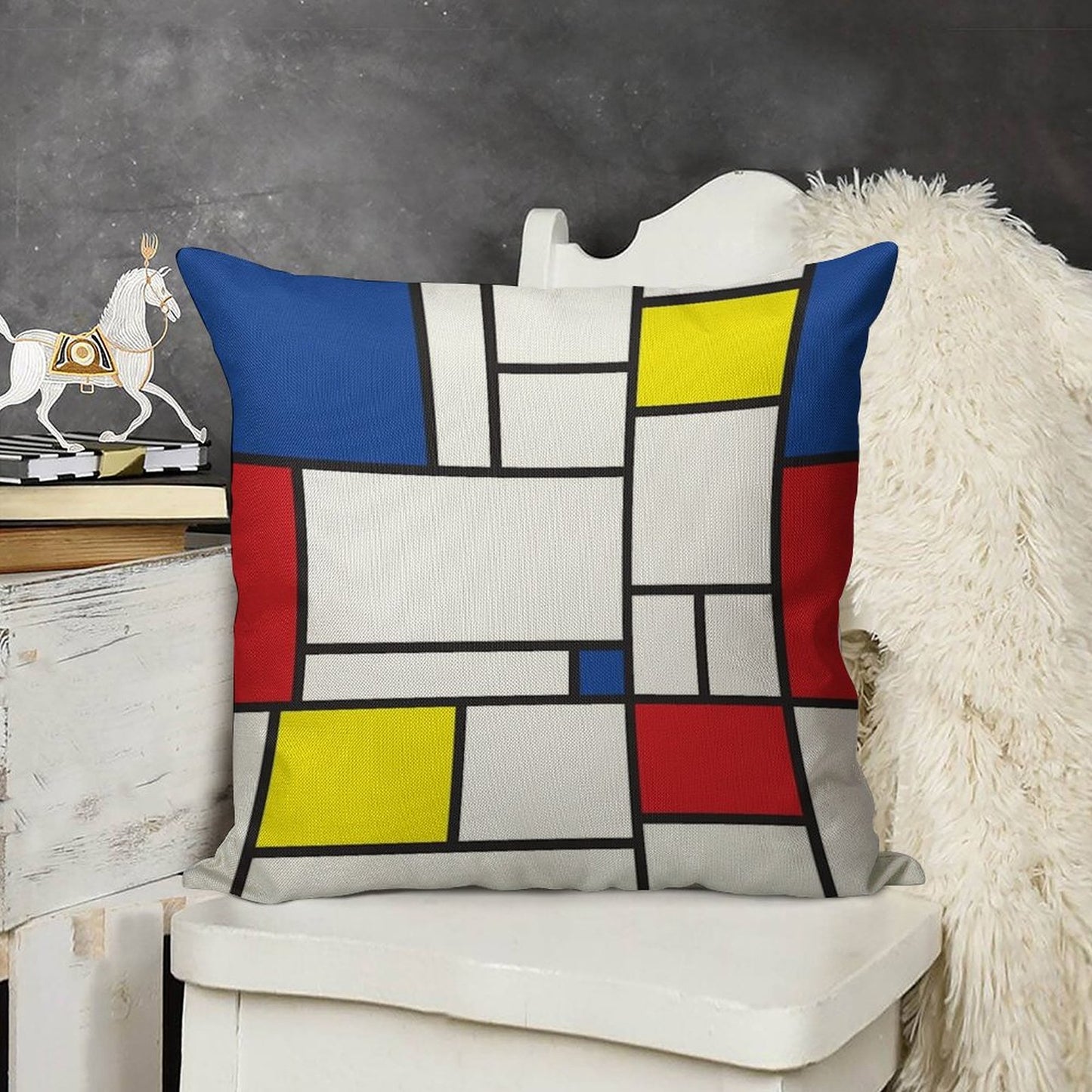 Mondrian Minimalist De Stijl Modern Art II © Fatfatin Linen Throw Pillow Cover