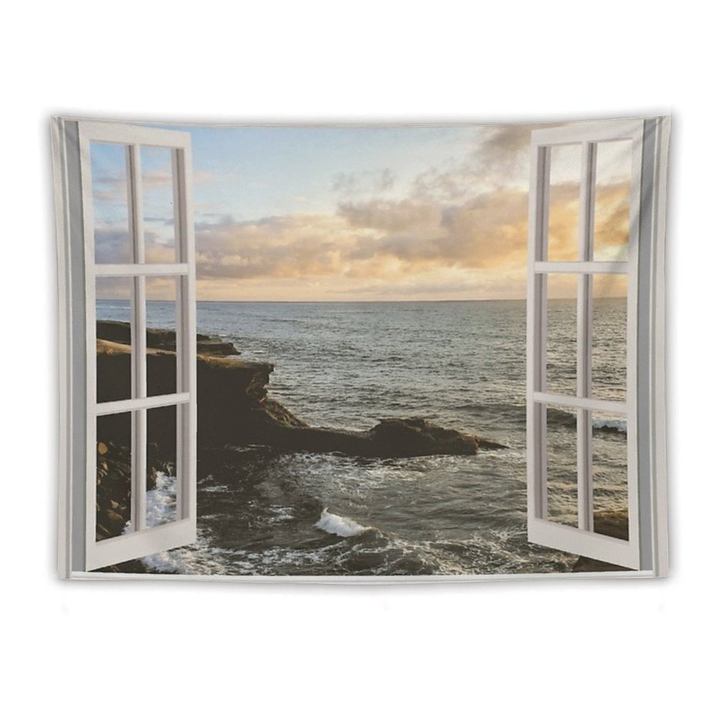 San Diego Window View Sunset Tapestry Tapestry