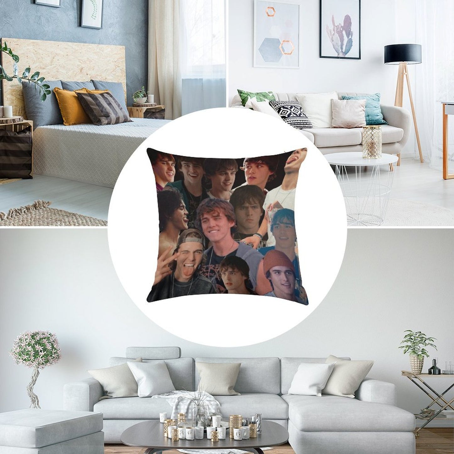 Charlie Gillespie Collage Linen Throw Pillow Cover