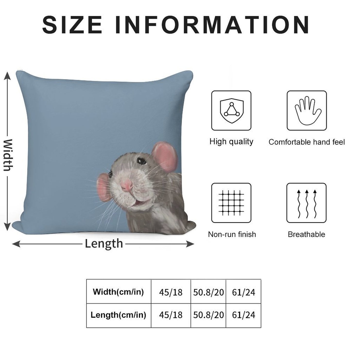 The Peeking Rat Soft Reinforced Edging Throw Pillow