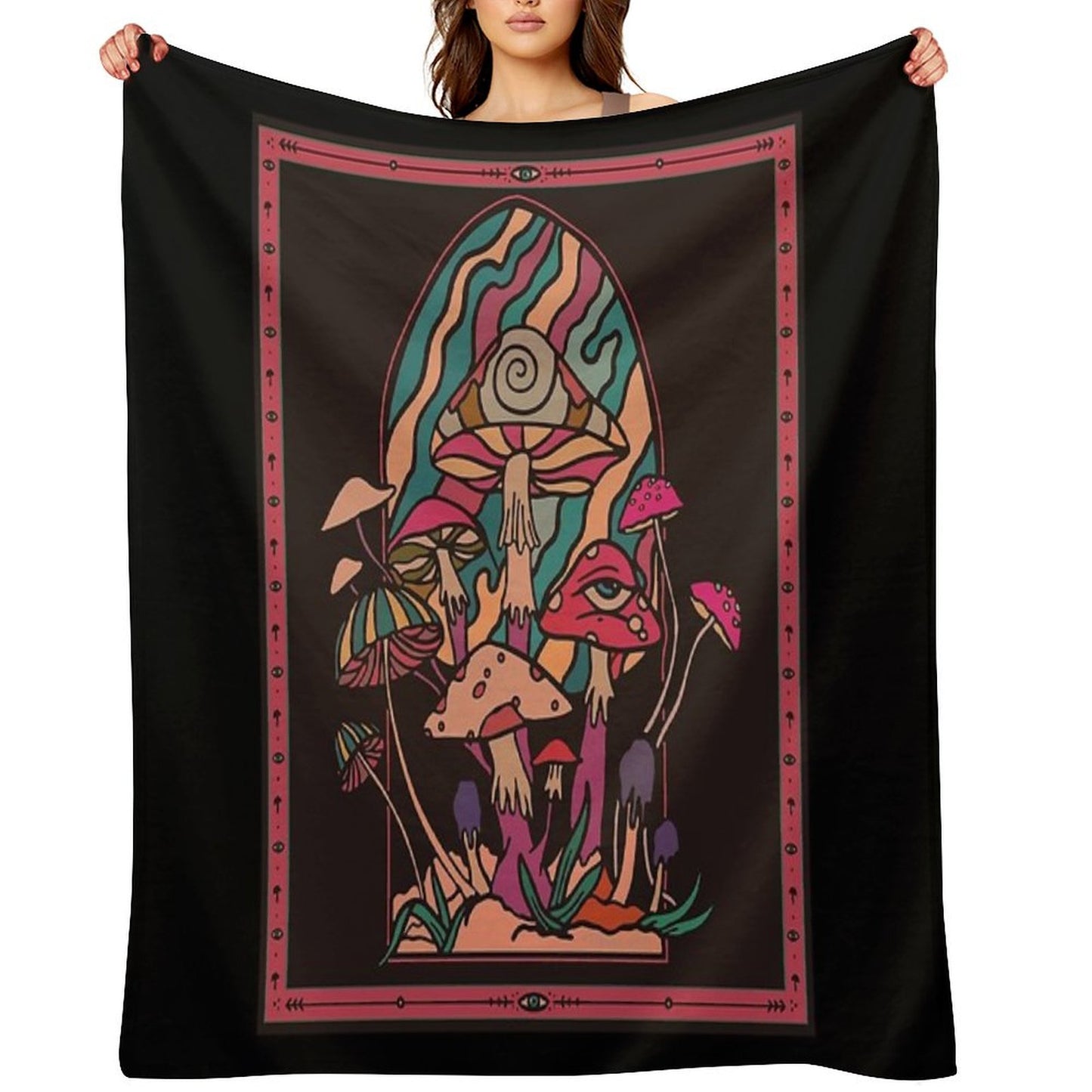 The Mushroom Tribe Garden of Shrooms Throw Blanket