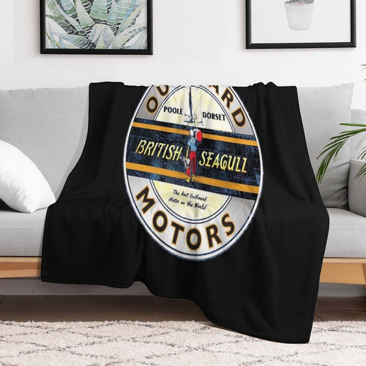 British Seagull Outboard Motors UK Sticker Throw Blanket