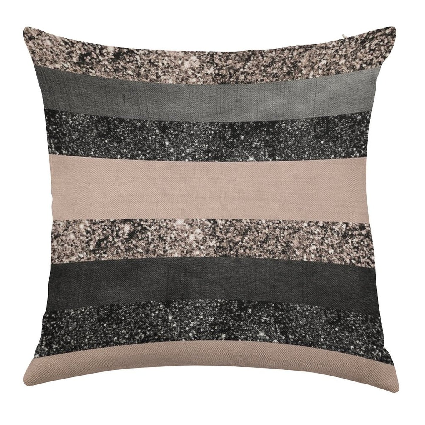 Blush Glam Stripes #2 (Photo of Glitter Only - Not Reflective) Linen Throw Pillow Cover