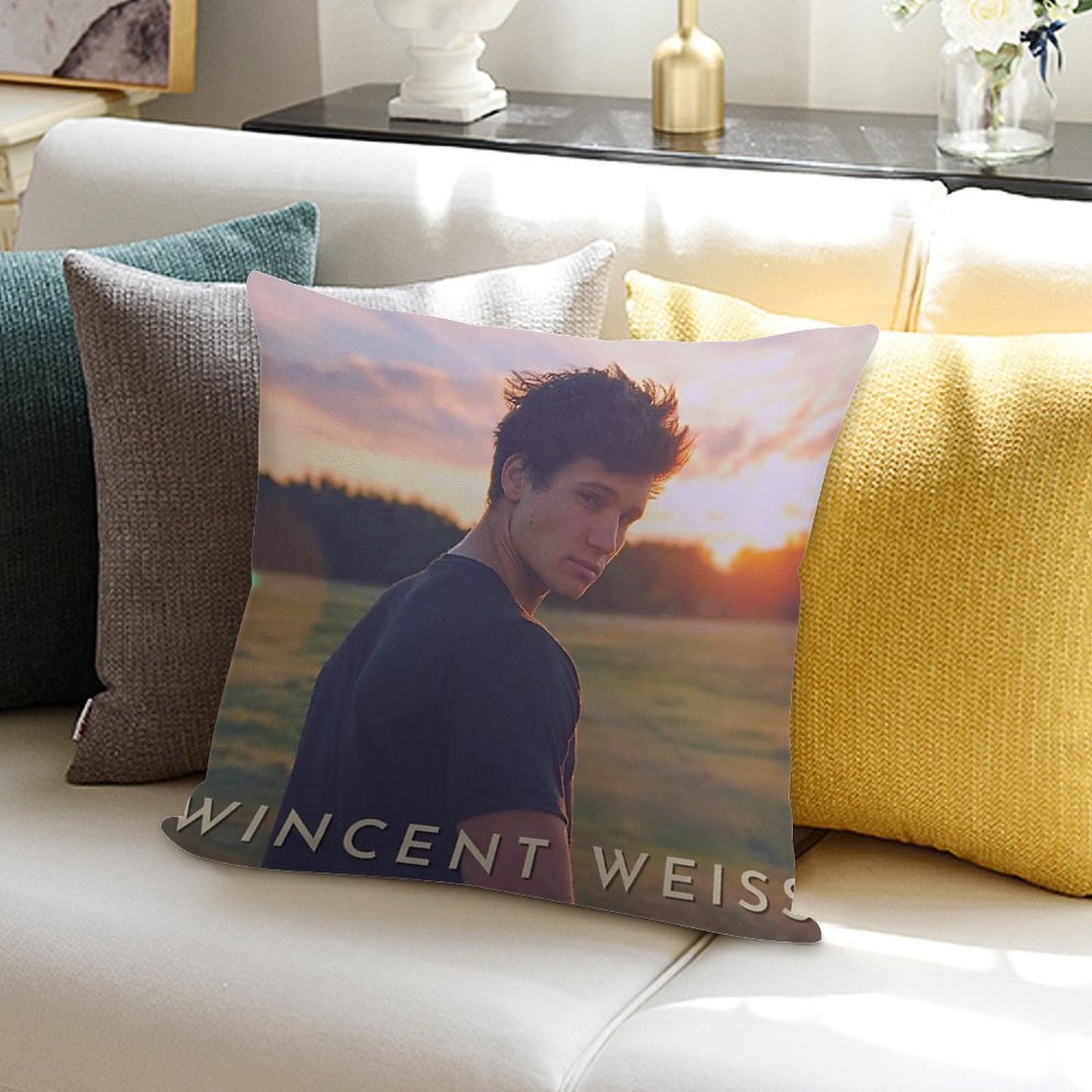 Wincent Weiss Vibes Soft Short Plush Fabric Throw Pillow