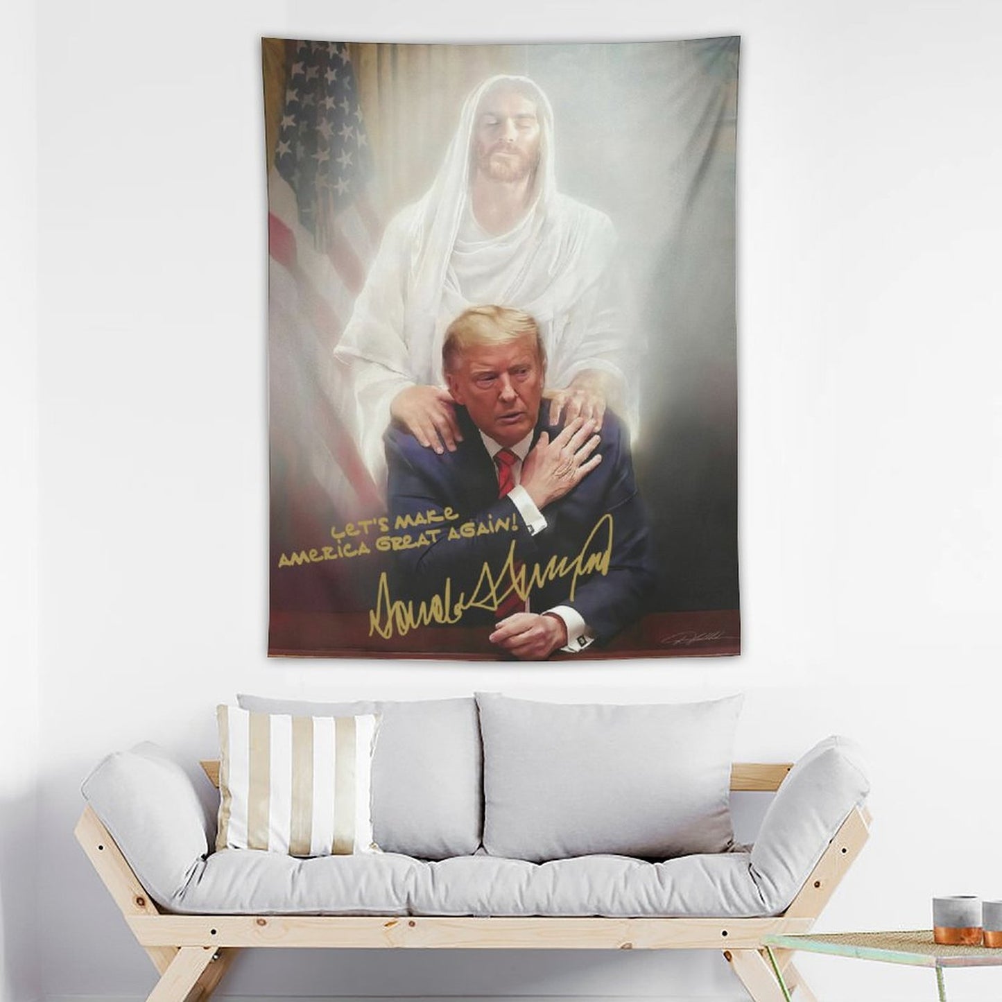 Let's MAGA Jesus Merch Tapestry