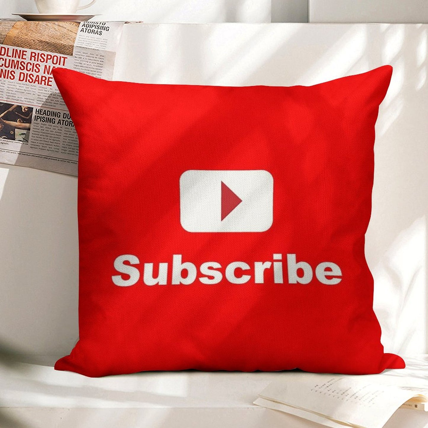 Youtube Channel Subscribe Linen Throw Pillow Cover