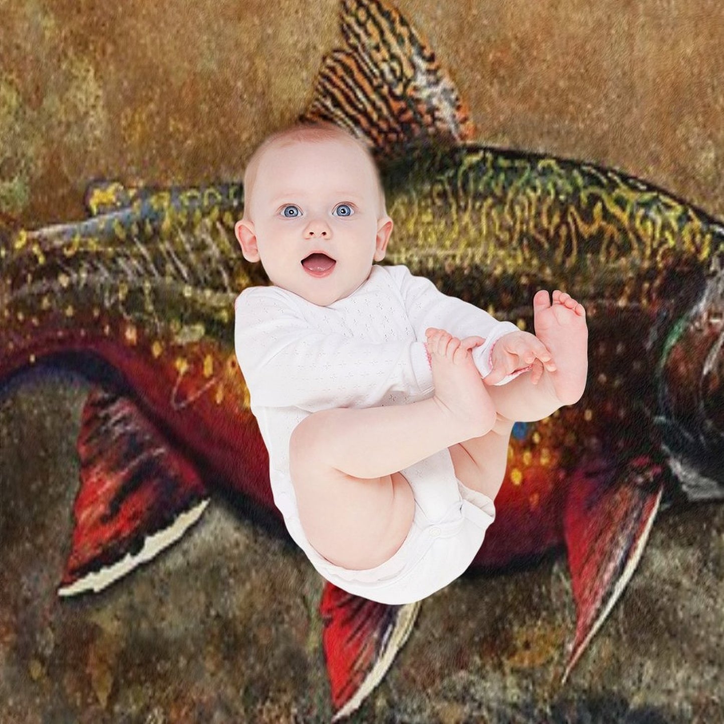 Spawning Male Brook Trout Illustration Throw Blanket