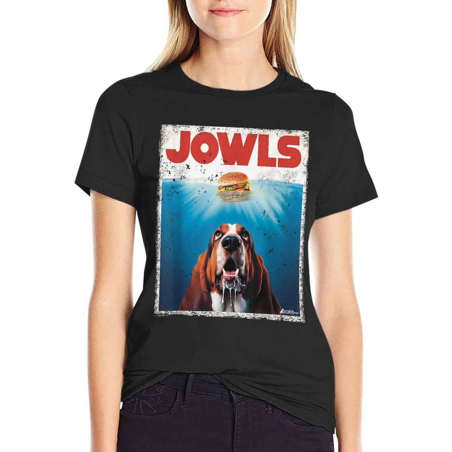 Funny Bassett Hound Dog Jowls Burger, Puppy Dog Eyes Dog Mom T-Shirt